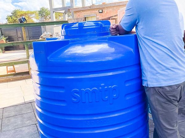 The new storage tank arrives