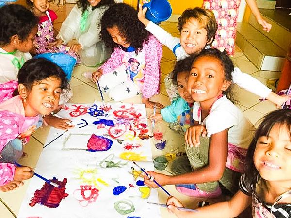 Painting together at Eagle Wings Montessori School, Antananarivo